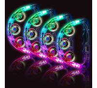 Lot de 4 tambourins musicaux lumineux à LED : Tambourin lumineux à main pour fête - Instrument de percussion pour bar, Noël, Halloween (blanc)
