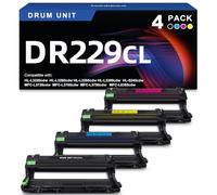 Lot de 4 tambours de rechange compatibles avec Brother DR229CL DR-229CL avec TN229 TN229XL pour Brother HL-L3220CDW L3280CDW L3295CDW L3300CDW MFC-L3720CDW L3765CDW L3780CDW