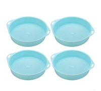 Lot de 4 tamis à compost et terre avec maille de 3 mm, léger pour une manipulation facile dans le jardinage (bleu)
