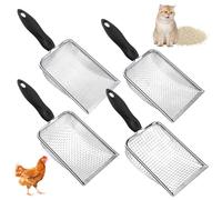 Lot de 4 tamis de jardin en acier inoxydable - 1/2,8/3,8/5 mm - Avec poignée antidérapante - Filtration précise - Nettoyage efficace - Pelle en métal