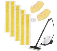 Lot de 4 tampons de rechange pour nettoyeur vapeur Karcher EasyFix SC2 SC3 SC4 SC5 - Microfibre lavable et réutilisable (4 tampons + 2 housses de serpillère)