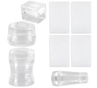 Lot de 4 tampons en silicone pour nail art avec grattoirs à double tête Transparent