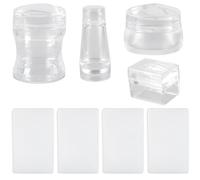 Lot de 4 tampons en silicone pour nail art - Différentes tailles - Corps transparent avec grattoir - Pour des designs d'ongles professionnels
