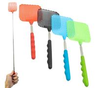 Lot de 4 tapettes à mouches, extensibles, télescopiques, manuelles, anti-nuisibles, anti-moustiques, pour moustiques, mouches et insectes, multicolore