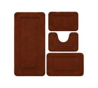 Lot de 4 tapis de bain à séchage rapide 50 x 80 cm Marron 50 x 80 cm | Technologie de séchage rapide, mousse à mémoire de forme épaisse, absorbe l'eau instantanément, empêche les glissements
