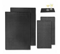 Lot de 4 tapis de bar - 45 x 30 + 30 x 15 cm - En silicone - Noir