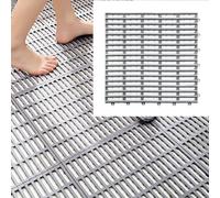 Lot de 4 tapis de cabine de douche en caoutchouc antidérapant à découper pour salle de bain, bar, garage, maison, piscine, entrée, blanc riz