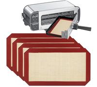 Lot de 4 tapis de cuisson en silicone de 24,1 x 14,9 cm, réutilisables pour four, grille-pain, plans de travail et plaques de cuisson, plateaux de cuisson antiadhésifs pour faire des pizzas, du pain