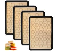 Lot de 4 tapis de cuisson en silicone pour macarons, 42 x 29,5 cm, anti-adhésifs, réutilisables, résistants à la chaleur, multi-usages pour macarons, biscuits, pain, pizza
