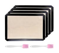 Lot De 4 Tapis De Cuisson Rectangulaires, 2 Brosses À Gril, Tapis De Cuisson Du Pain, Tapis De Cuisson Antiadhésifs, Tapis En Silicone Réutilisables