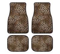 Lot de 4 tapis de sol de voiture à imprimé léopard - Tapis de voiture avant et arrière - Tapis décoratif antidérapant - Accessoires de voiture universels pour voiture, SUV, camion, van
