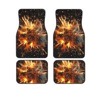 Lot de 4 tapis de sol de voiture avec impression 3D - Motif feu d'artifice - Souple et antidérapant - Pour camionnettes, berlines, camions, SUV