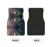 Lot de 4 tapis de sol de voiture élégants - Accessoires universels pour SUV, berline, camion - Motif planète et espace solaire