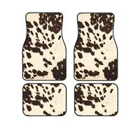 Lot de 4 tapis de sol de voiture en cuir de vache marron - Élégant et confortable - Imperméable et antidérapant - Convient à la plupart des voitures, camions, SUV, camionnettes