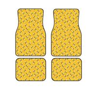 Lot de 4 tapis de sol de voiture en nid d'abeille Honeybees Bumble Bee Hive - Ensemble complet de tapis de voiture - Ajustement universel pour SUV, fourgonnettes, berlines, camions - Protection contre