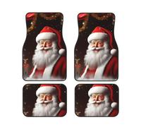 Lot de 4 tapis de sol de voiture imperméables et universels pour homme et femme, motif Père Noël, zoom, protection contre les intempéries, tapis de sol robustes pour voitures, SUV et camions