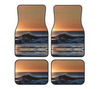 Lot de 4 tapis de sol de voiture imprimés Last Sun Rays of Over The Sea Waves - Tapis d'intérieur automobile durable, protection avant et arrière pour SUV berline