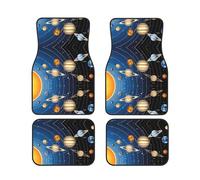 Lot de 4 tapis de sol de voiture Motif système solaire Pour la plupart des voitures, camions, camionnettes, crossovers