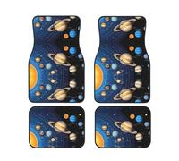 Lot de 4 tapis de sol de voiture Motif système solaire Pour la plupart des voitures, camions, camionnettes, crossovers