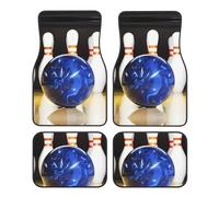 Lot de 4 tapis de sol de voiture universels antidérapants et lavables pour camion, camionnette, imprimé bowling en velours cristal