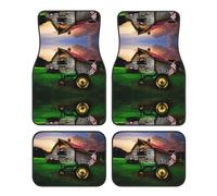 Lot de 4 tapis de sol de voiture universels avec impression photo de tracteur ancien - Tapis d'intérieur élégant pour SUV, berline, camion