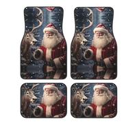 Lot de 4 tapis de sol de voiture universels imprimés Père Noël - Tapis intérieur automobile, protection avant et arrière pour SUV berline
