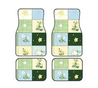 Lot de 4 tapis de sol décoratifs vintage en néoprène imperméable pour voitures, camions, camionnettes et SUV, intérieur élégant et antidérapant