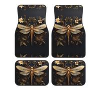 Lot de 4 tapis de sol durables en forme de libellule dorée - Faciles à nettoyer - Résistants à la décoloration - Gardez l'intérieur de votre voiture, camion ou van propre