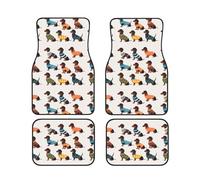 Lot de 4 tapis de sol élégants avec motif de chiens Corgi - Antidérapant - Pour camionnettes et berlines
