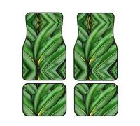 Lot de 4 tapis de sol en caoutchouc antidérapant pour voiture, universel, compatible avec toutes les voitures, motif feuille de bananier vert