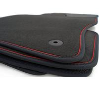 Lot de 4 tapis de sol en velours pour Seat Leon IV KL ST Cupra Premium - Bandes décoratives rouges - Qualité d'origine