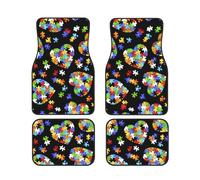 Lot de 4 tapis de sol imperméables et antidérapants pour la sensibilisation à l'autisme pour voitures, camions, SUV, camionnettes