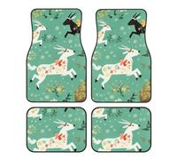 Lot de 4 Tapis de Sol imprimés Goat Frolic - Accessoires universels pour Voiture, Tapis d'intérieur pour Voitures, camions, SUV, Ensemble Complet