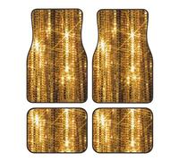 Lot de 4 tapis de sol universels antidérapants et lavables pour camion, camionnette, velours cristal, imprimé paillettes dorées