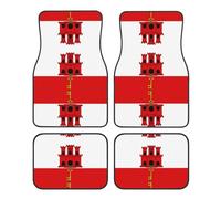 Lot de 4 tapis de sol universels pour voiture Drapeau de Gibraltar - Intérieur de voiture en velours cristal - Couverture complète avant et arrière
