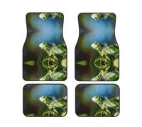 Lot de 4 tapis de sol universels pour voiture - Motif lézard vert - Avant et arrière - Envers en caoutchouc - Pour la plupart des voitures, camions, camionnettes, SUV