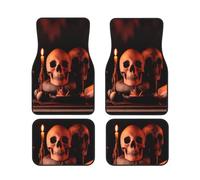 Lot de 4 tapis de sol universels pour voiture ou camionnette, papier peint gothique, imprimé tête de mort, tapis de sol antidérapants pour SUV, berlines, camions, camionnettes