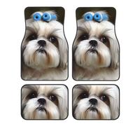 Lot de 4 tapis de sol universels pour voiture Shih Tzu en caoutchouc antidérapant pour la plupart des véhicules