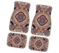 Lot de 4 Tapis de Voiture bohèmes, antidérapants, pour l' et l'arrière, en Polyester Robuste, Motif rétro, pour décoration intérieure de Voiture, SUV, Camion, 68 x 44 cm