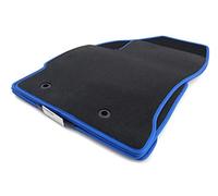 Lot de 4 tapis de voiture kh Teile - En velours - Gris avec contour bleu