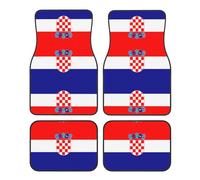Lot de 4 tapis de voiture motif drapeau de la République de Croatie | Pour voitures, SUV, camions | Résistant à la saleté et facile à nettoyer