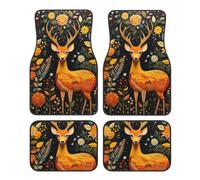 Lot de 4 tapis de voiture universels antidérapants Motif fleurs oranges Sika Deer