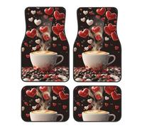 Lot de 4 tapis de voiture universels en forme de cœur latte - Antidérapants - Accessoires de voiture