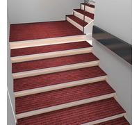 Lot de 4 tapis d'escalier antidérapants en polyester avec envers en caoutchouc, rouge, idéal pour les marches en bois, durables et sans danger pour un usage domestique 25,1 x 100,1 cm