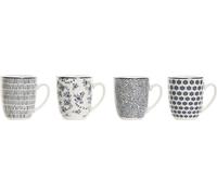 Lot de 4 tasses à anse Home ESPRIT Bleu Blanc Porcelaine 340 ml