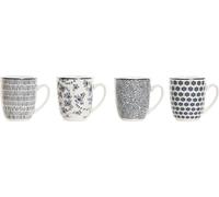 Home ESPRIT Lot de 4 tasses Mug Bleu Blanc Porcelaine 340 ml