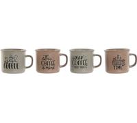 Lot de 4 tasses à anse Home ESPRIT Bleu Rose Faïence 285 ml 9 x 7 x 8 cm