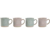 Lot de 4 tasses à anse Home ESPRIT Bleu Rose Faïence 355 ml 9,7 x 7 x 9,2 cm