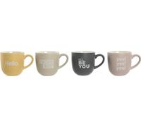 Lot de 4 tasses à anse Home ESPRIT Jaune Beige Gris Rose Porcelaine 410 ml 13 x 9 x 9,4 cm