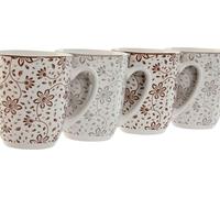 Lot de 4 tasses à anse Home ESPRIT Marron Beige Blomster 340 ml